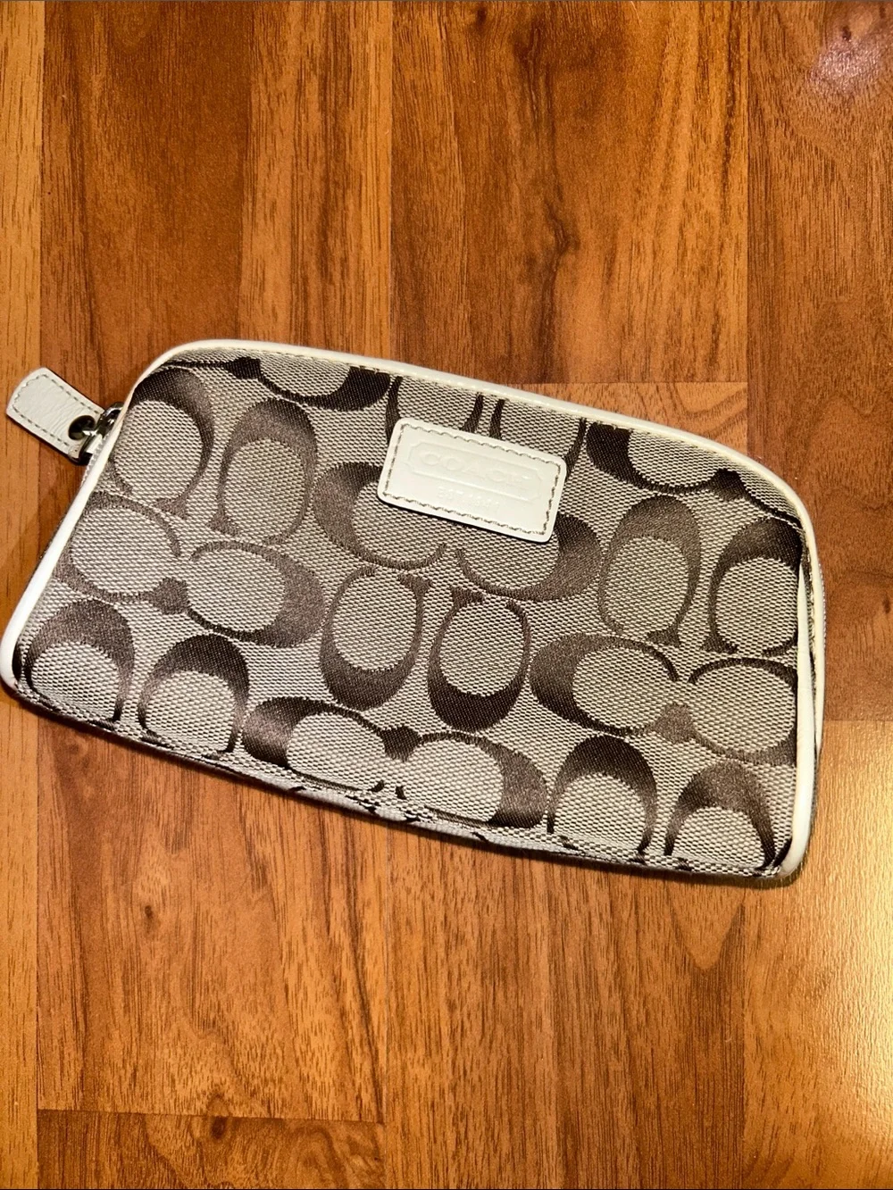 Coach Signature Canvas and Patent Logo Zipper Pouch